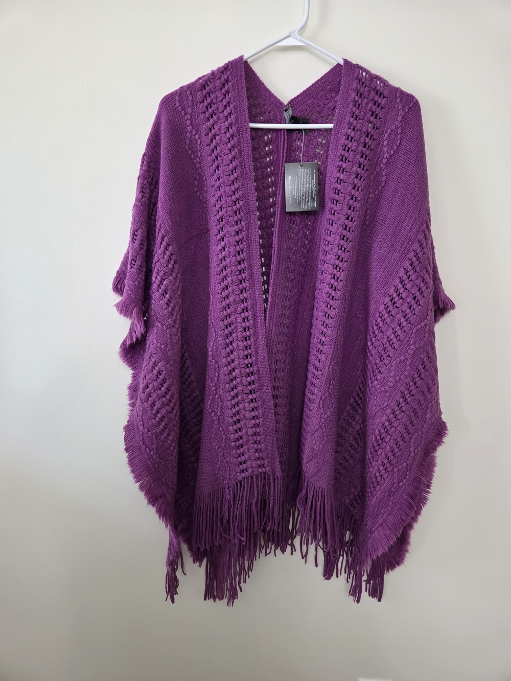 Antthony Mesa Rose Knit Fringe Poncho-NWT